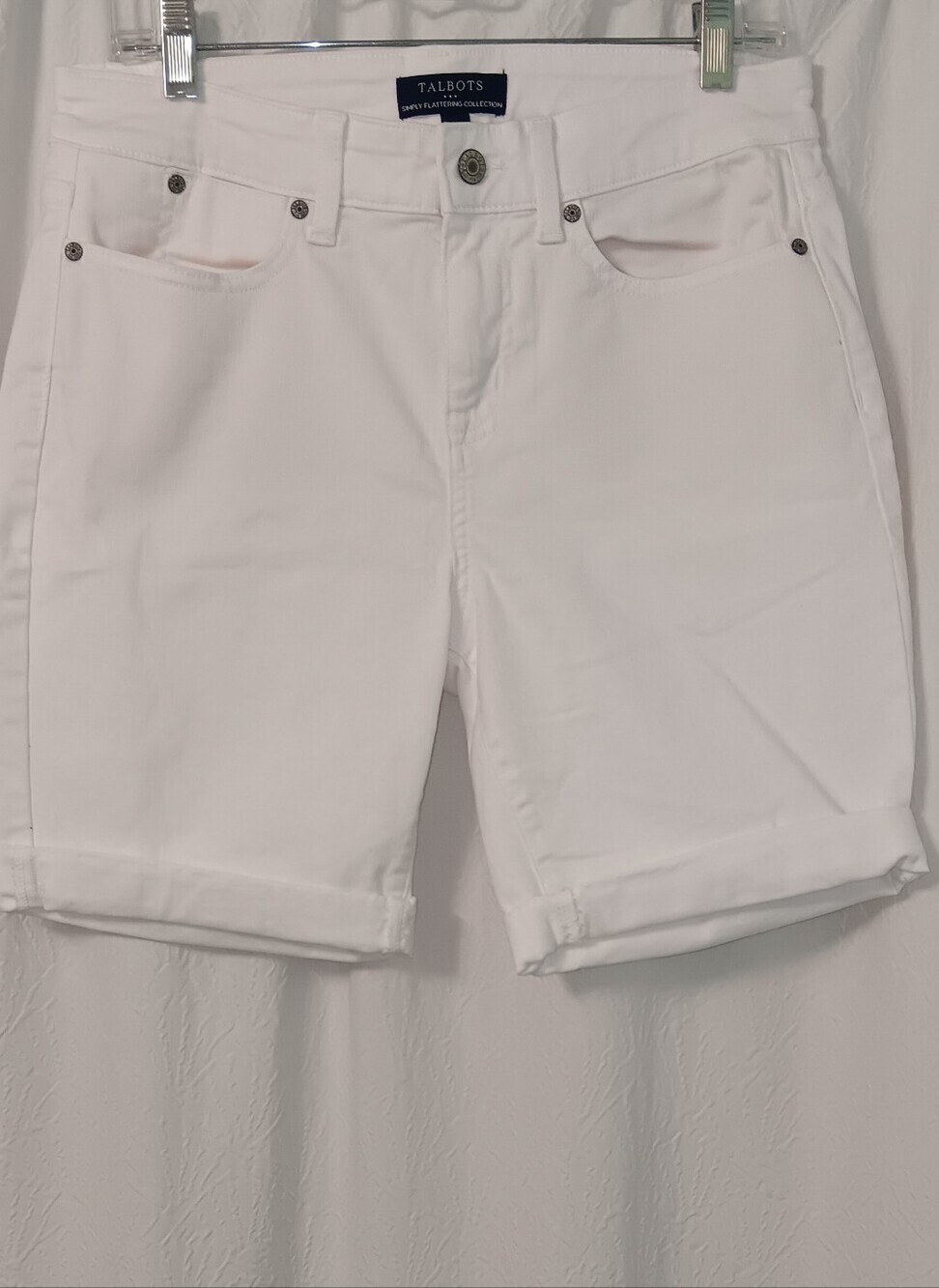 Talbots White Mid-Rise Roll-Cuff Jean Shorts Size 8